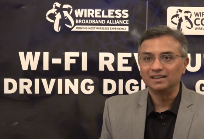 Qualcomm’s Rahul Patel being interviewed by Wireless Broadband Alliance